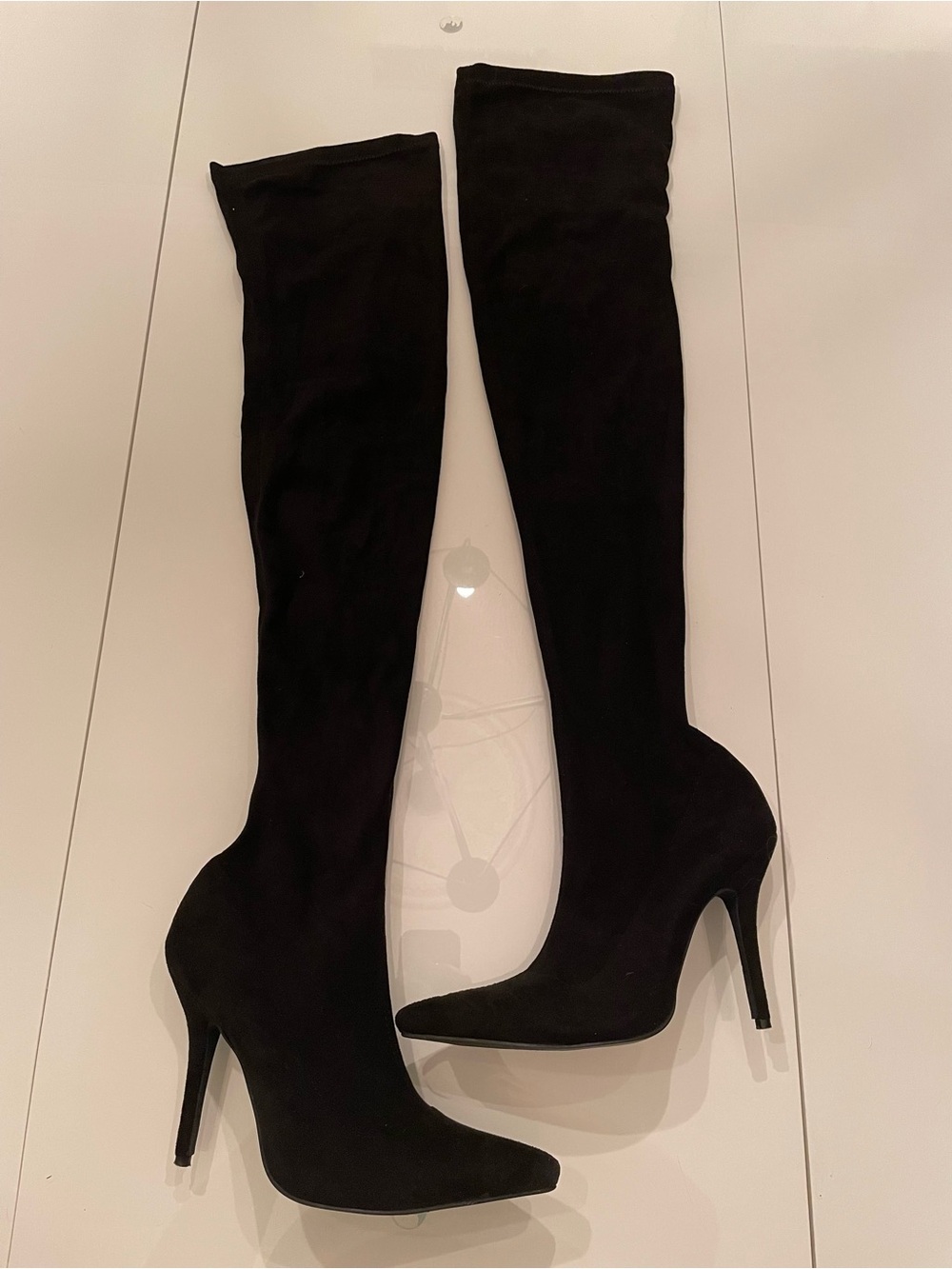 Women's Black Over-the-Knee Stretch Stiletto Boots